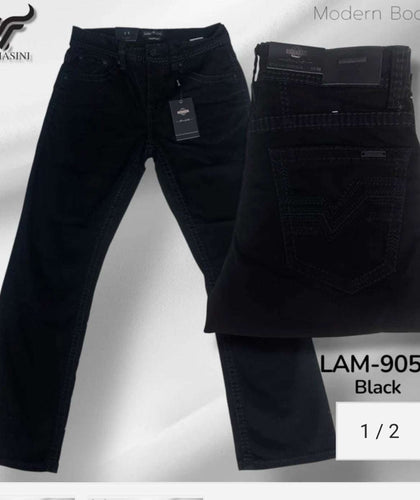 LAMASINI MENS JEANS MODERN BLACK DENIM LAM9050-BLK