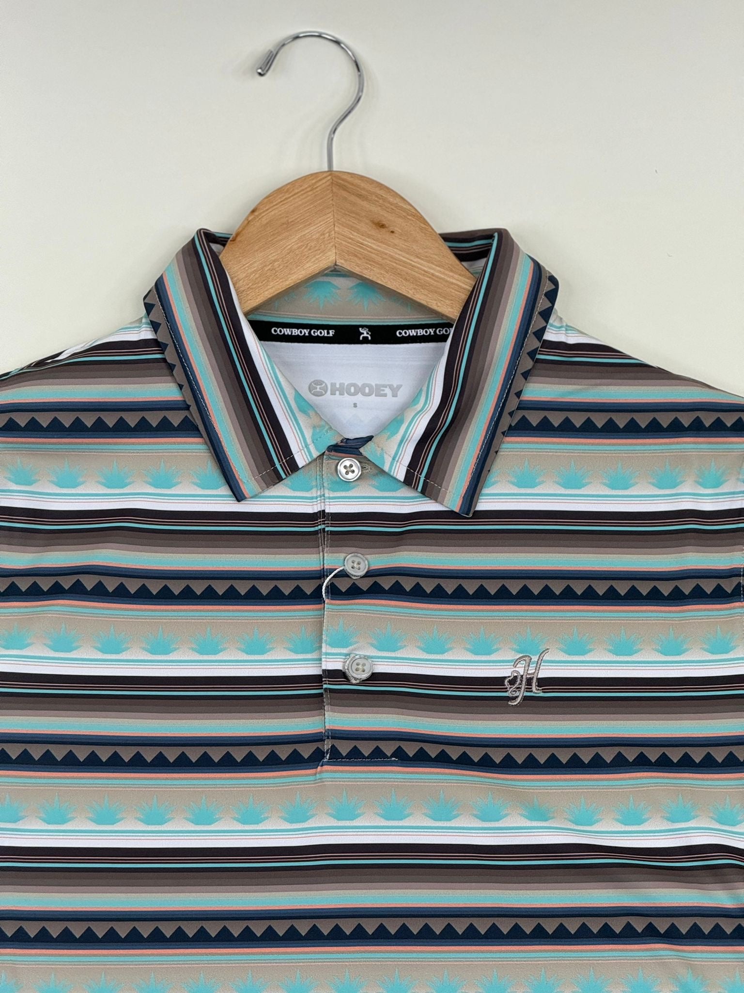 HOOEY THE WEEKENDER BROWN SERAPE PATTERN POLO SHORT SLEEVE