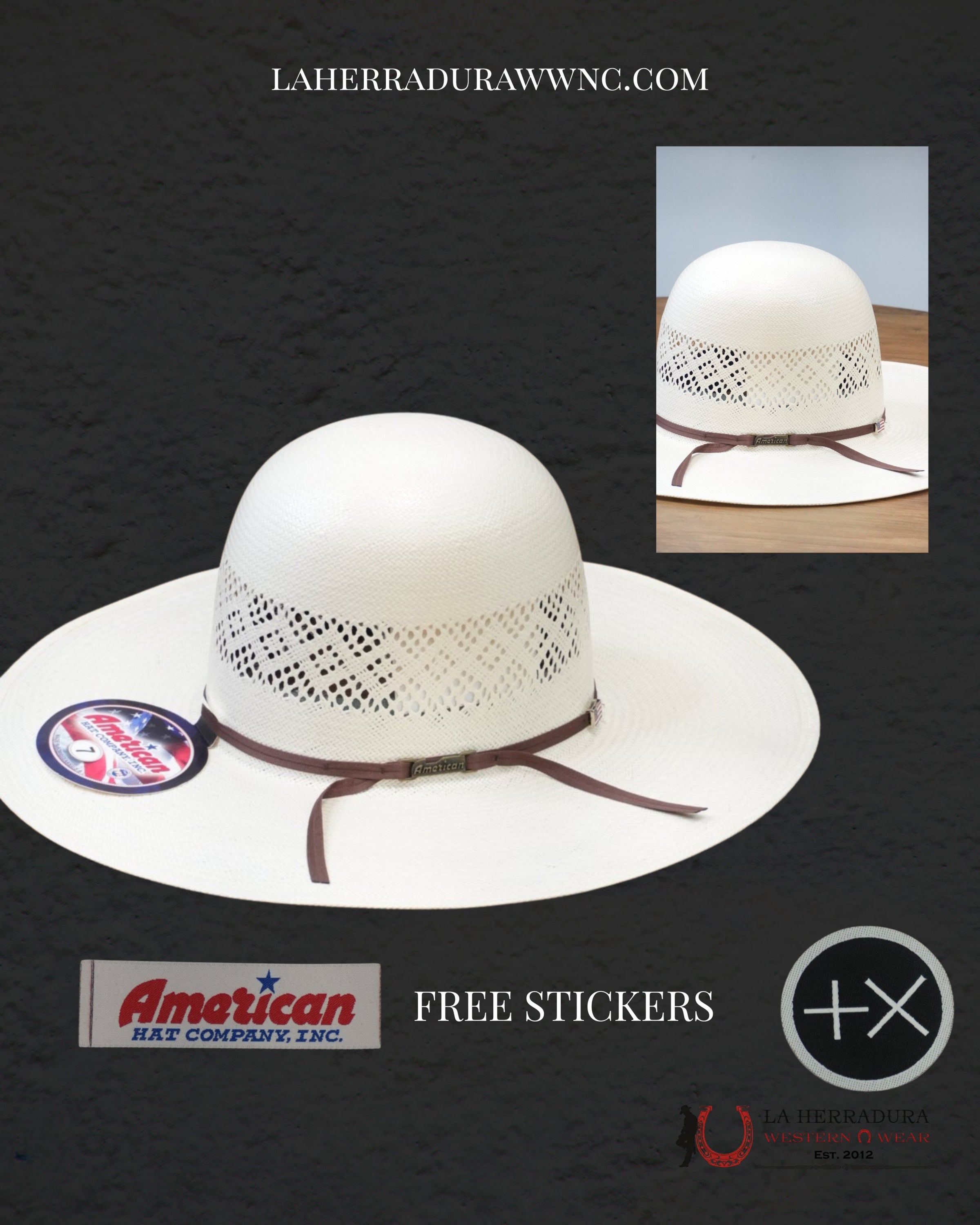 AMERICAN HAT OPEN CROWN STRAW HAT STYLE 8300 TEJANA