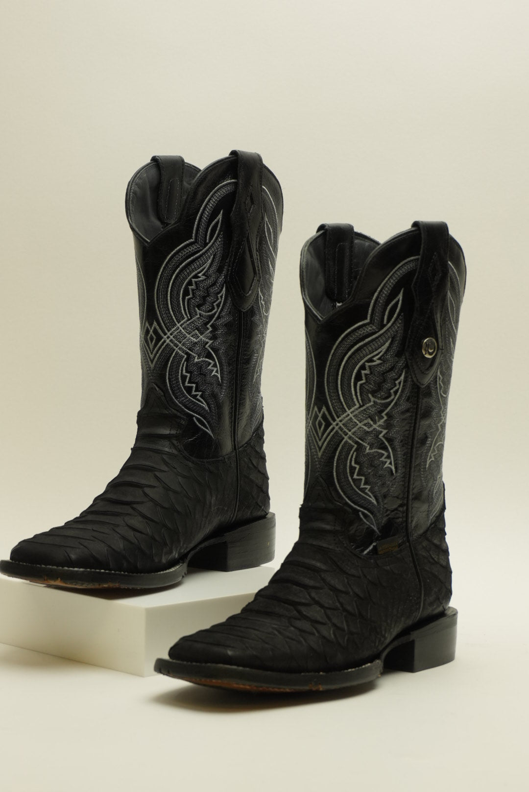 LA HERRADURA MENS DANIEL PITON JUMBO NOBUCK NEGRO BARZA SQUARE TOE BOOT