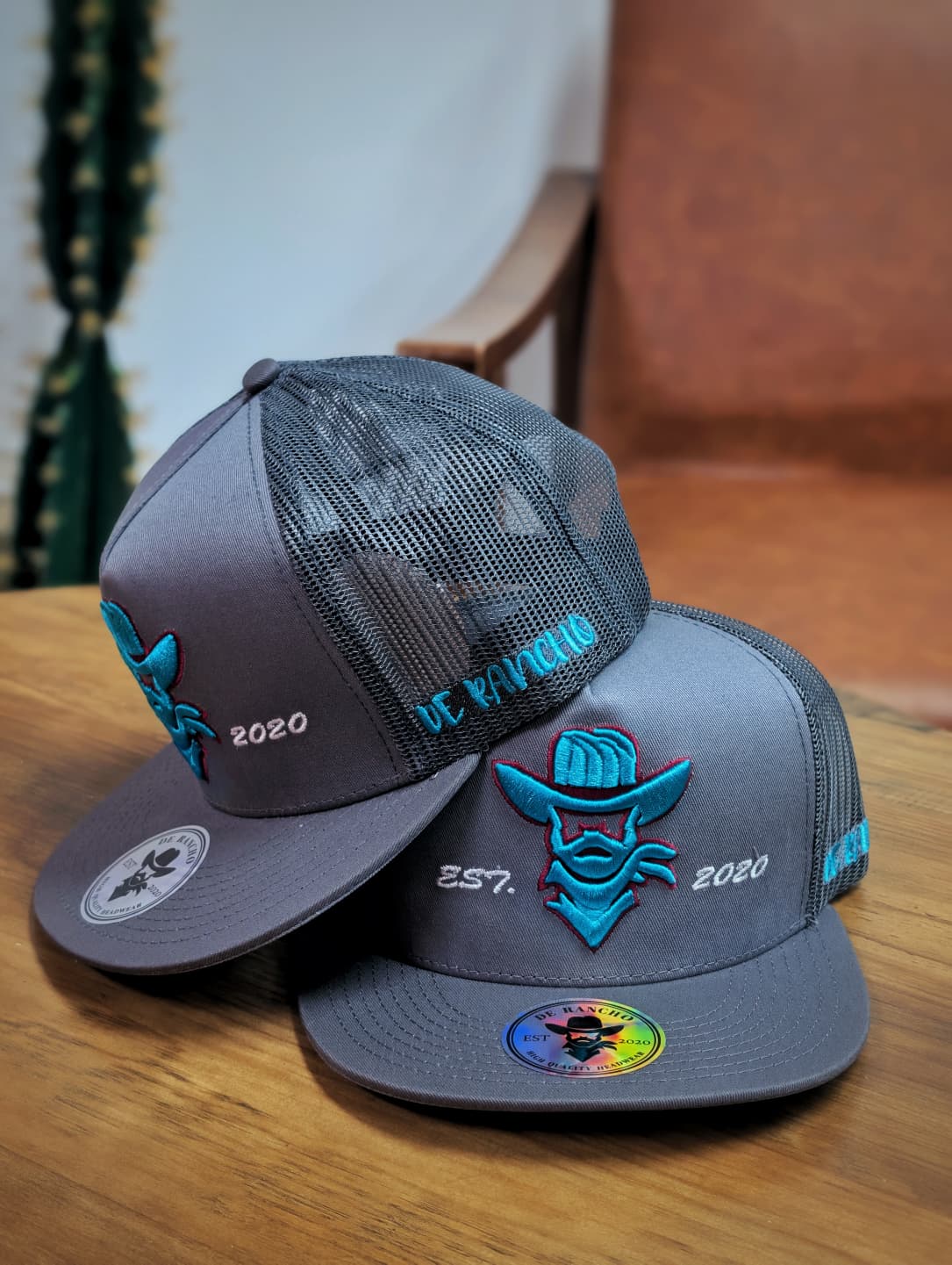 DE RANCHO HATS SNAPBACK GRAY AND TURQUOISE
