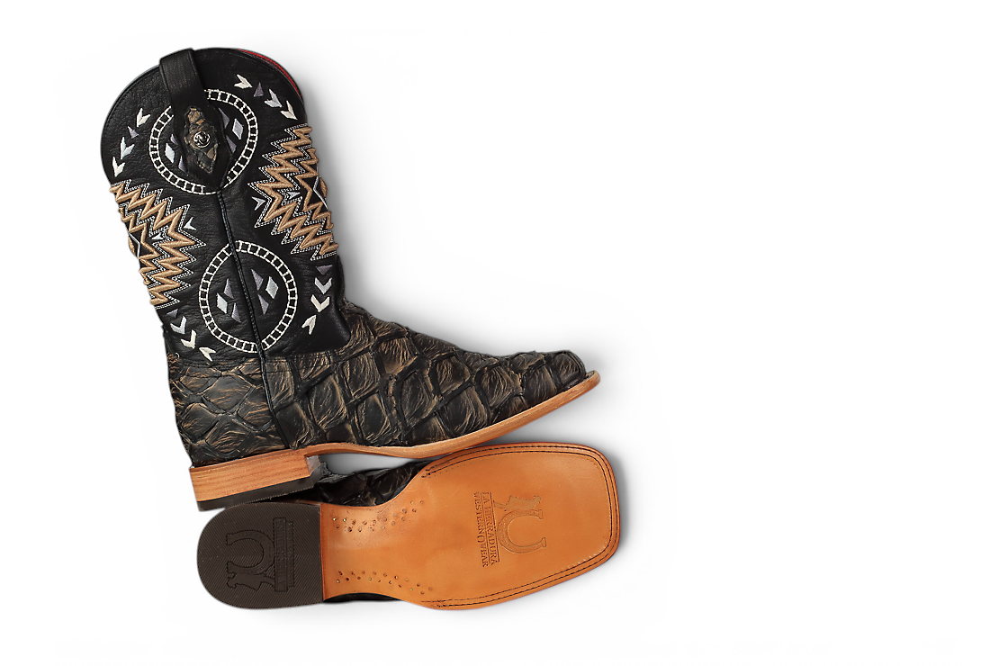 LA HERRADURA LH005 BOTAS PARA CABALLERO EXÓTICAS-RANCHERAS PESCADO MATE CAMEL PUNTA CUADRADA EE