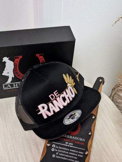DE RANCHO HATS SNAPBACK BLACK “DE RANCHO” AZTEC LOGO