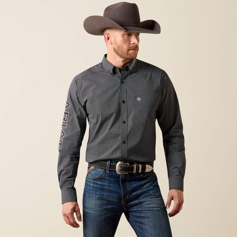 ARIAT MENS TEAM DANIEL FTD LS SHRT BLACK MEDALLION PRINT/BLACK 10073630