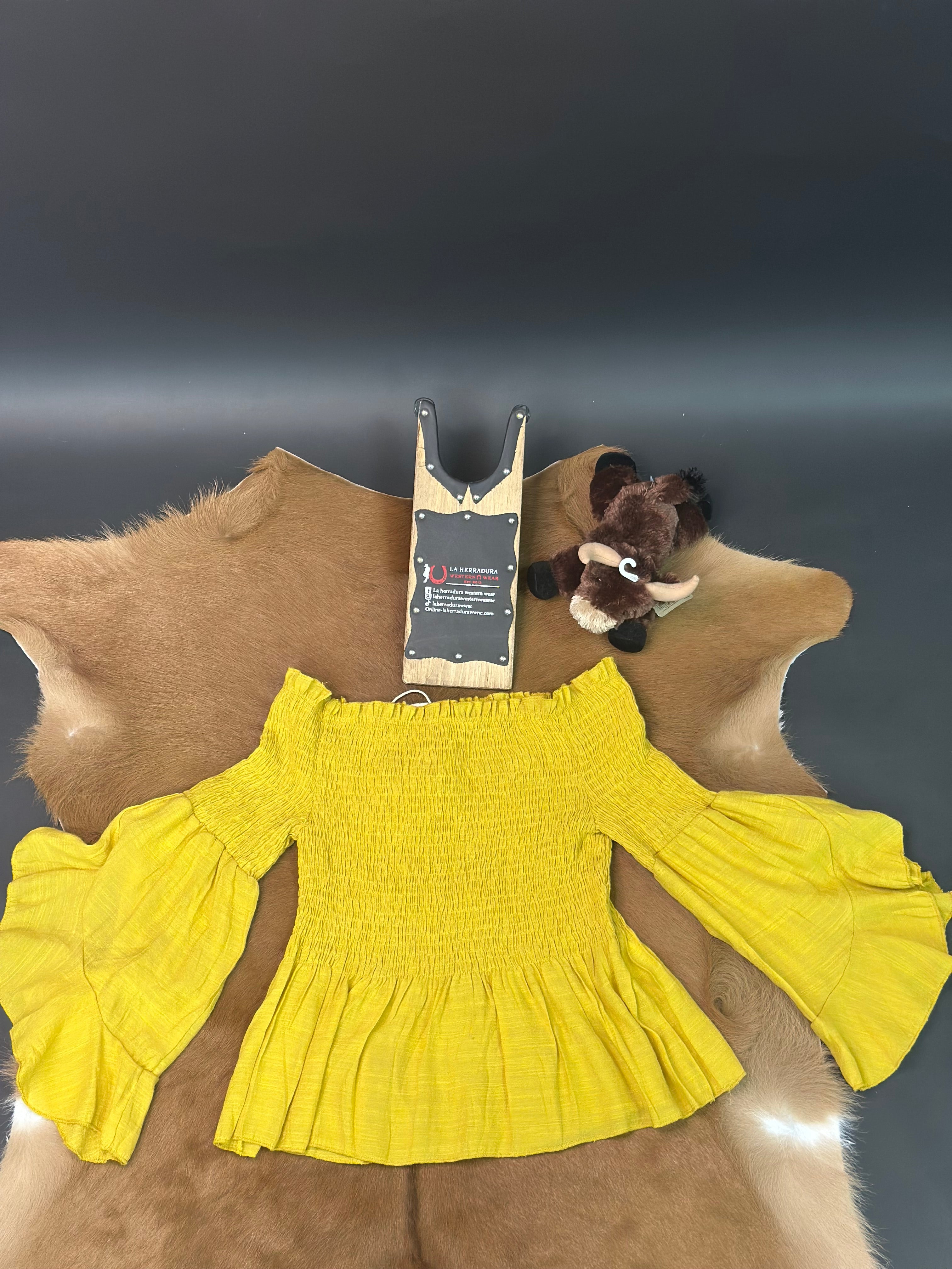 FASHION EXPRESS WOMEN BLOUSE MUSTARD T7011