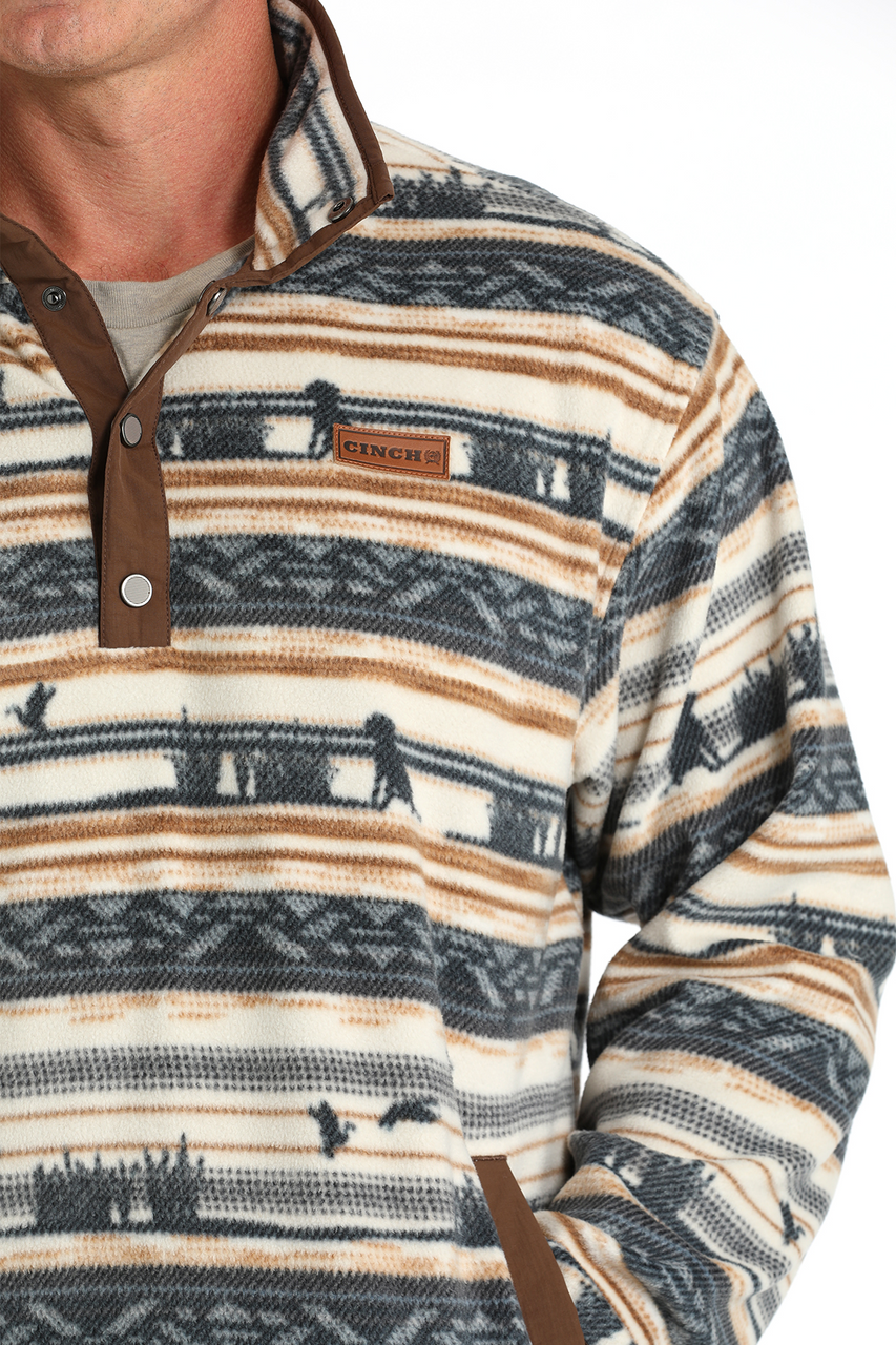 CINCH CREAM AND GREY PRINT HOODIE FOR MEN MWK1514022