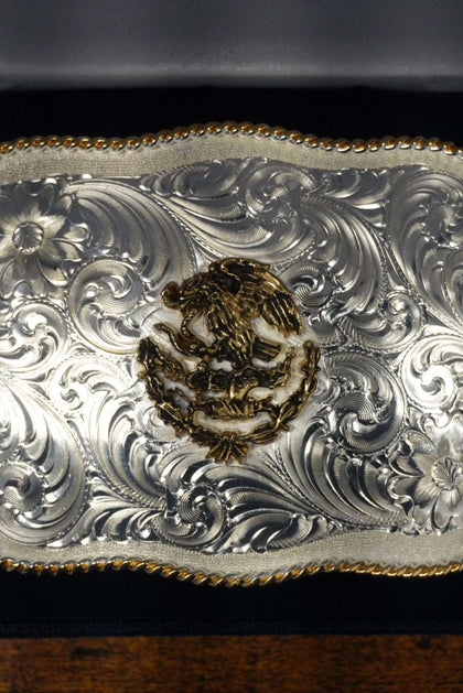 MONTANA SILVERSMITH BOLD ENGRAVED SCALLOPED MEXICO BUCKLE