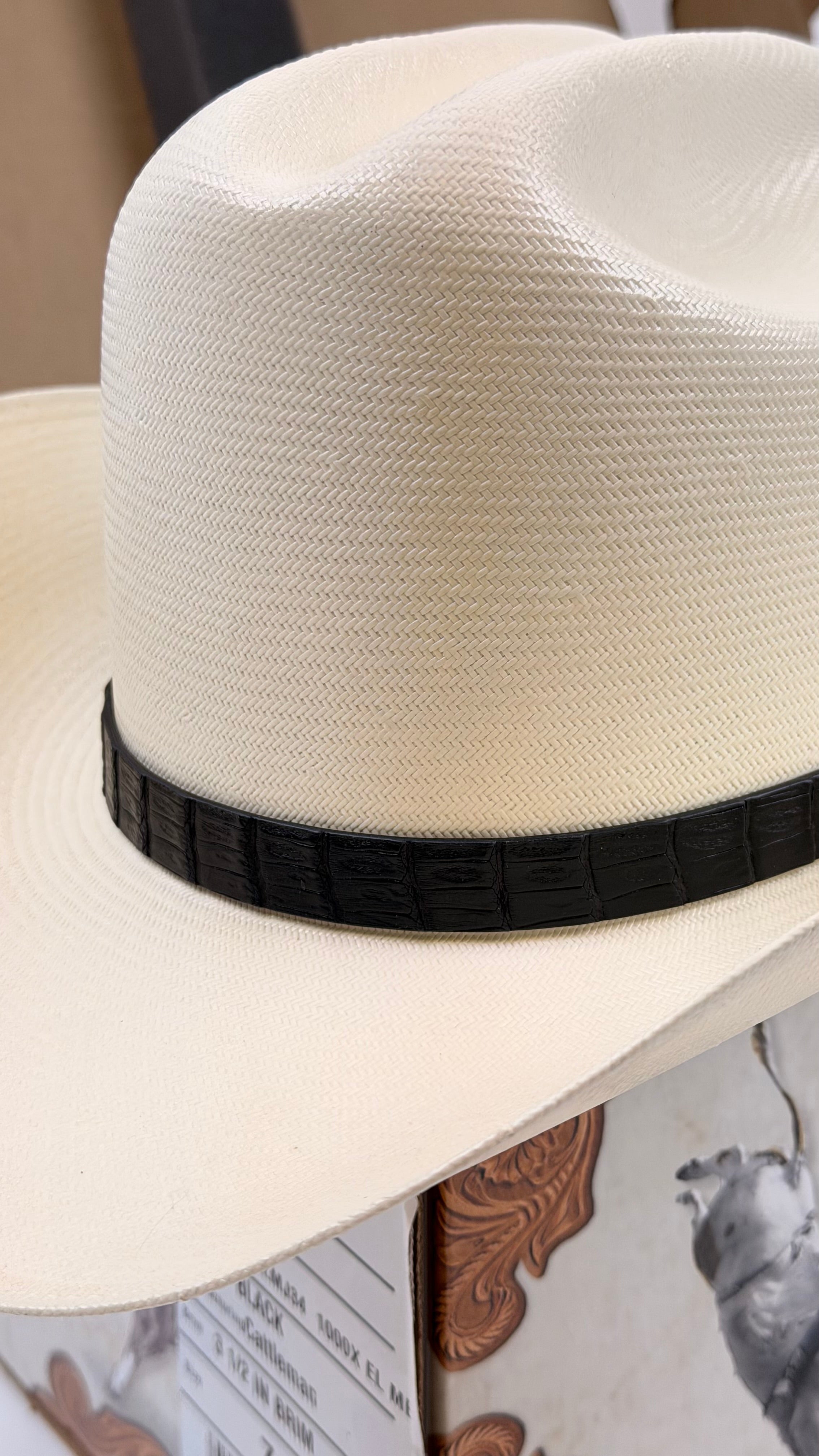 LARRY MAHAN 1000X EL MEJOR BLACK 3 1/2 STRAW HAT CATTLEMAN