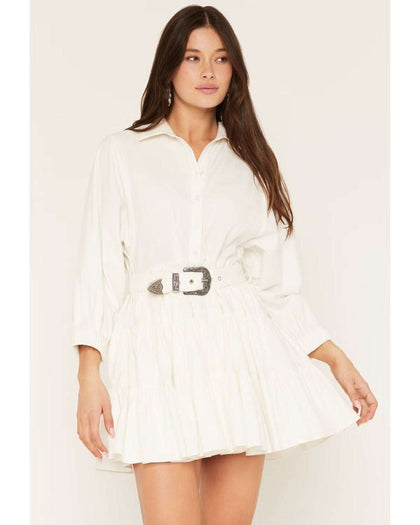ROCK&ROLL - Natural Mini Dress W/ Adjustable Belt - BWD2R08776