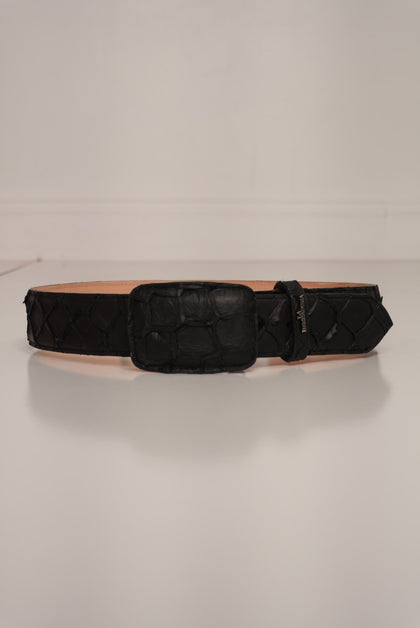 Cinturón LA HERRADURA EXÓTICO-RANCHERO para Hombre de Piel de Pescado Mate Negro