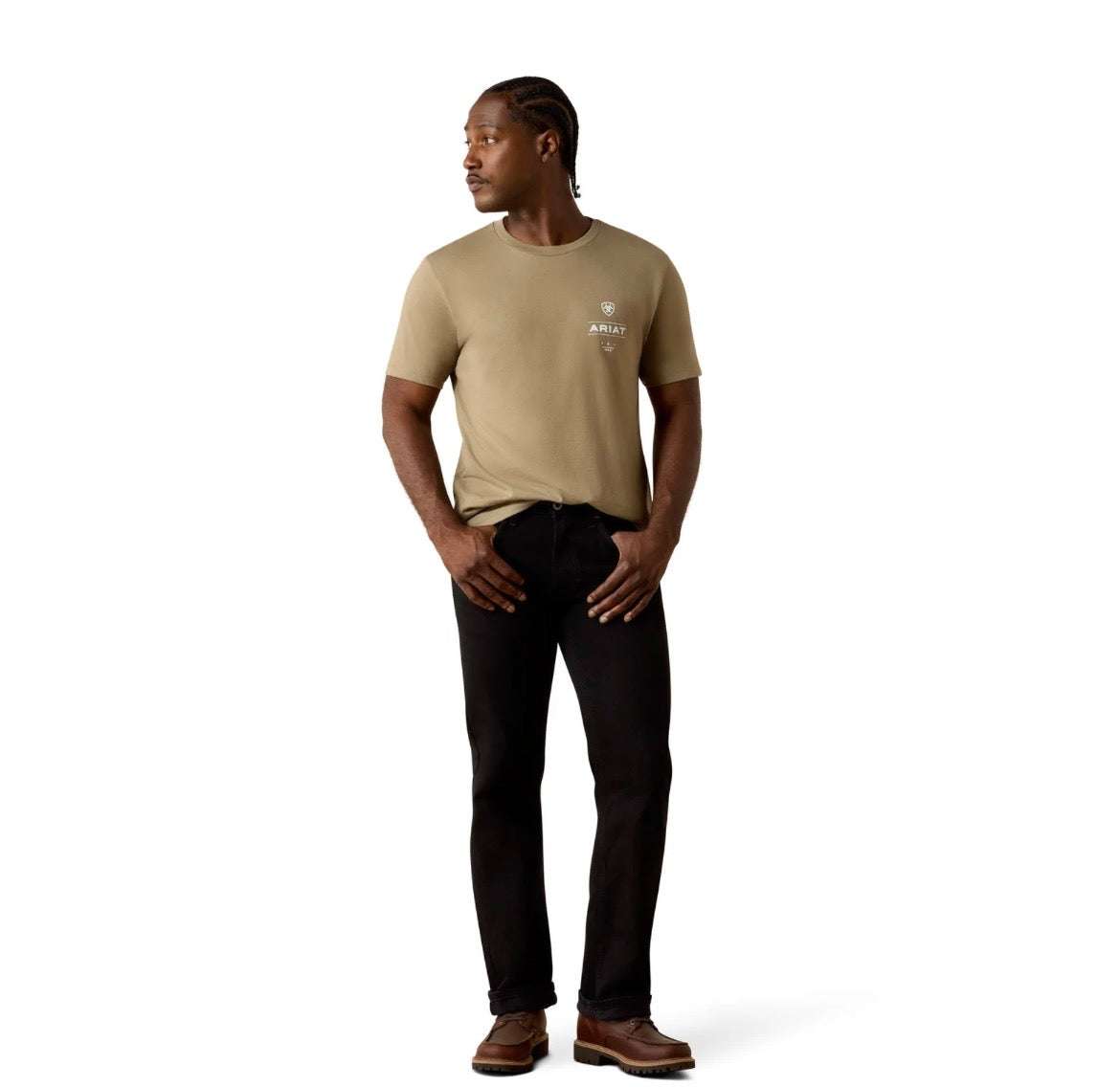 ARIAT MEN T-SHIRT WOODEN DIAMOND FLAG V2 BUCKLE SMU SS FALLEN ROCK 10070421 Laherradurawwnc.com