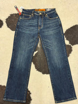 ROCK&ROLL DENIM DARK WASH V46 ROPE STITCH EMBROIDERED DOUBLE BARREL STACKABLE RELAXED FIR BOOTCUT