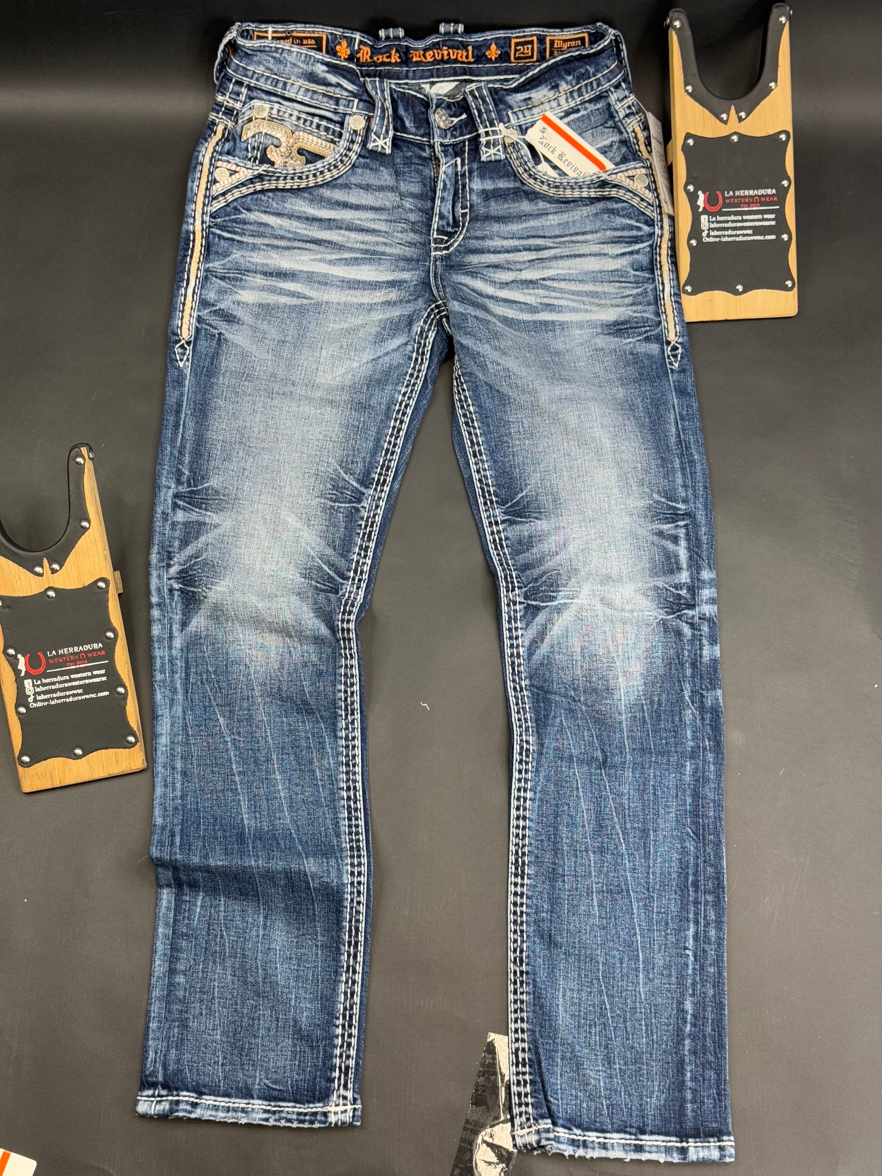 ROCK REVIVAL MYRON STRAIGHT MENS JEANS