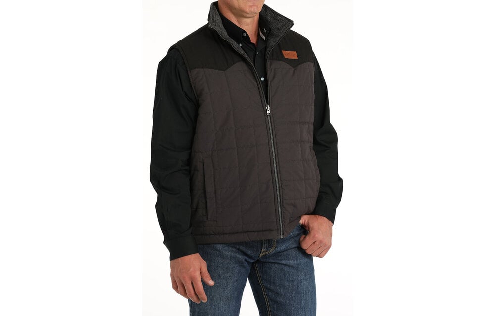 MENS CINCH REVERSIBLE VEST CHARCOAL AND BROWN