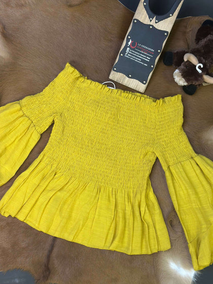 FASHION EXPRESS WOMEN BLOUSE MUSTARD T7011