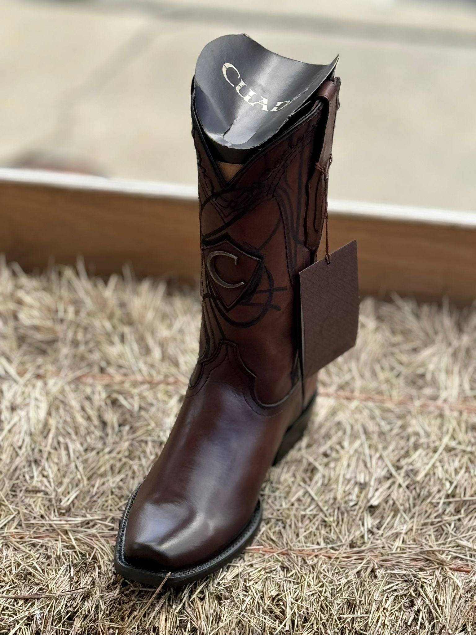 CUADRA BOOTS RES OVER CHESTNUT LASER & EMBROIDERY NARROW SQUARE TOE