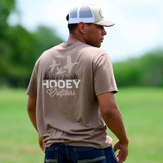 MEN HOOEY T-SHIRT BROWN CREW NECK WITH TAN/ WHITE BLACK BIRD LOGO ON BACK- HT2616BR