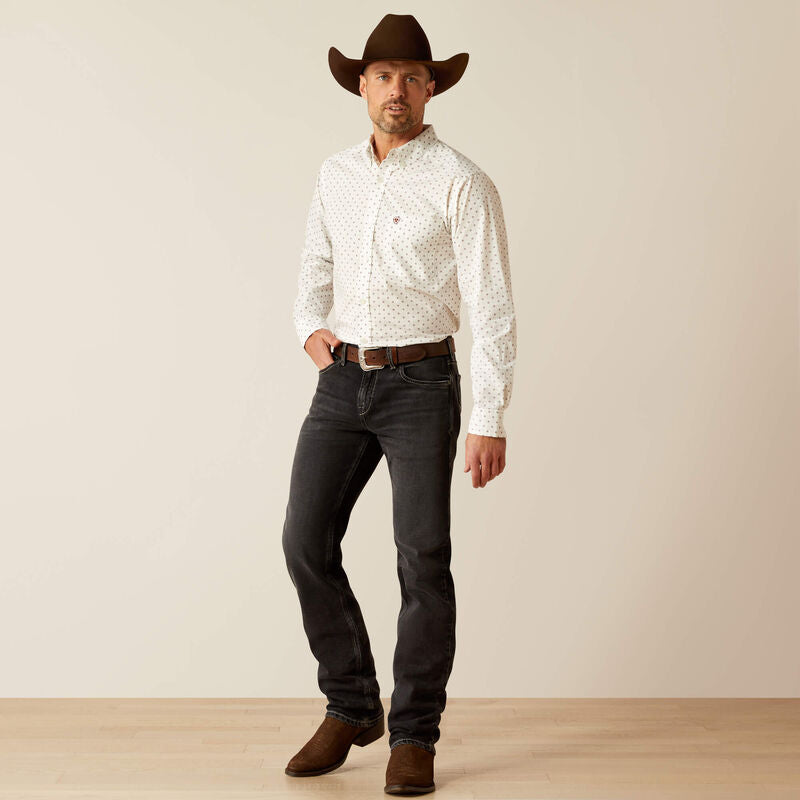 Ariat Pembroke Fitted Long Sleeve Shirt White - 3918