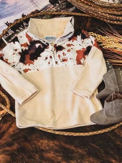 SHEA BABY COWPRINT ZIP GIRL’S BEIGE SBZU13