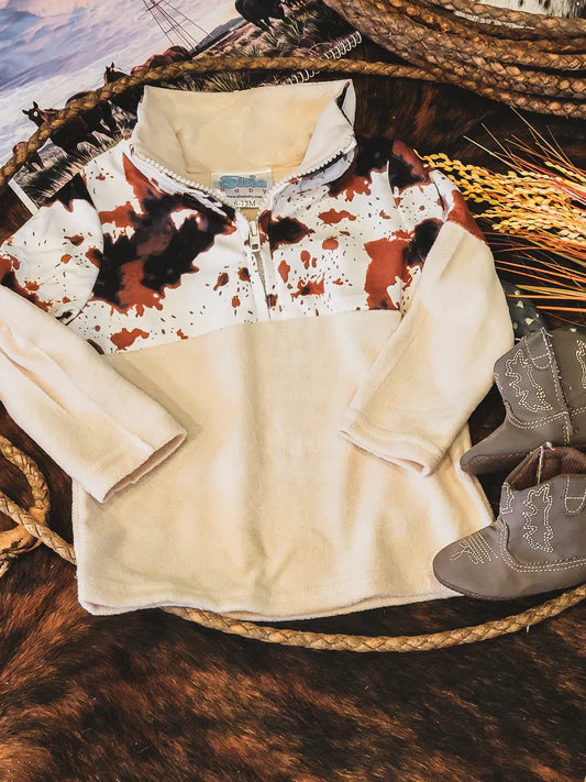 SHEA BABY COWPRINT ZIP GIRL’S BEIGE SBZU13