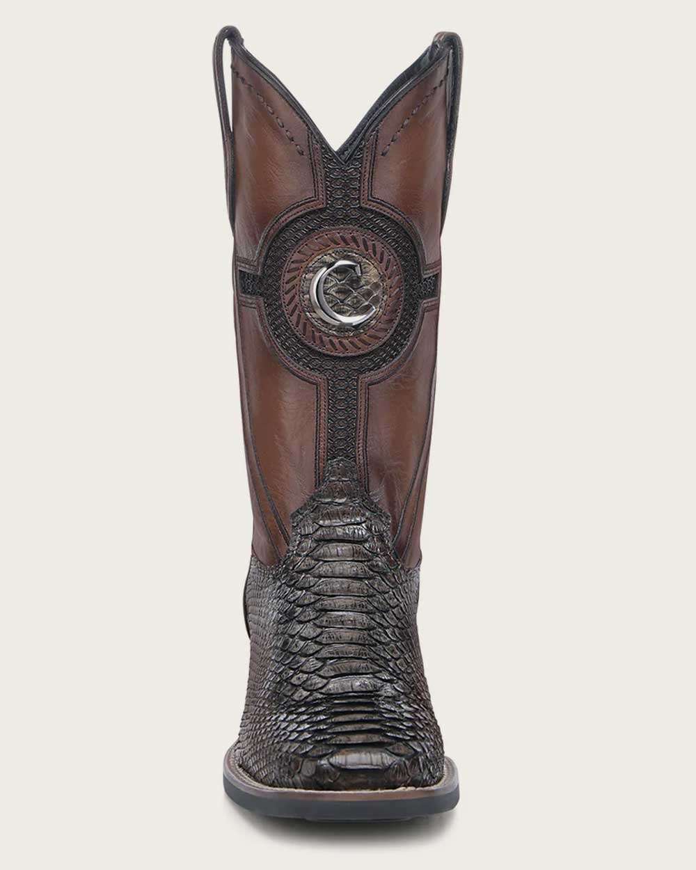 CUADRA BOOT PYTHON MAVERICK/CAFE EMBROIDERY & LASER WOVEN SQUARE TOE C