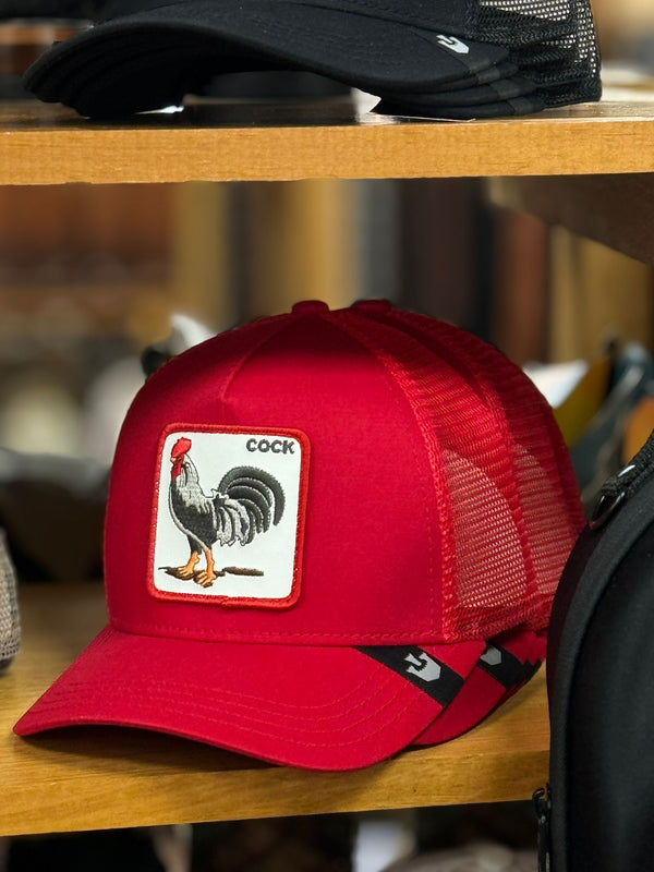 ALL RED COCK PATCH CAP