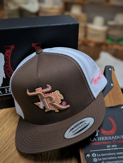 TEXAS RANCH CAP BROWN PINK LOGO