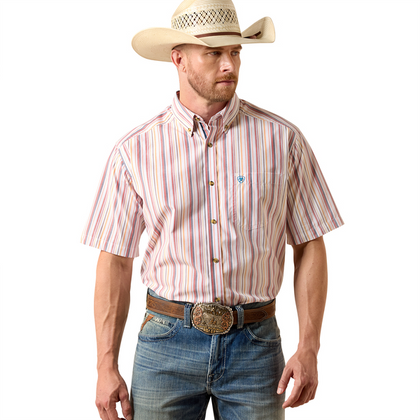 ARIAT MENS PRO NEIL SS SHRT KEY LARGO BLUE STRIPE 10073597