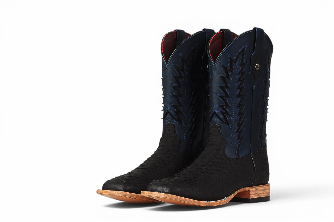 LA HERRADURA LH010 MEN’S BOOTS EXOTIC-RANCHERA PYTHON BLACK NOBUCK SQ TOE EE