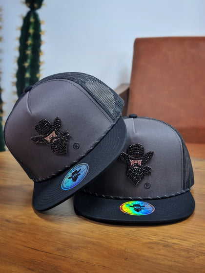 DE RANCHO HATS SNAPBACK CRISTAL CHARCOAL AND BLACK