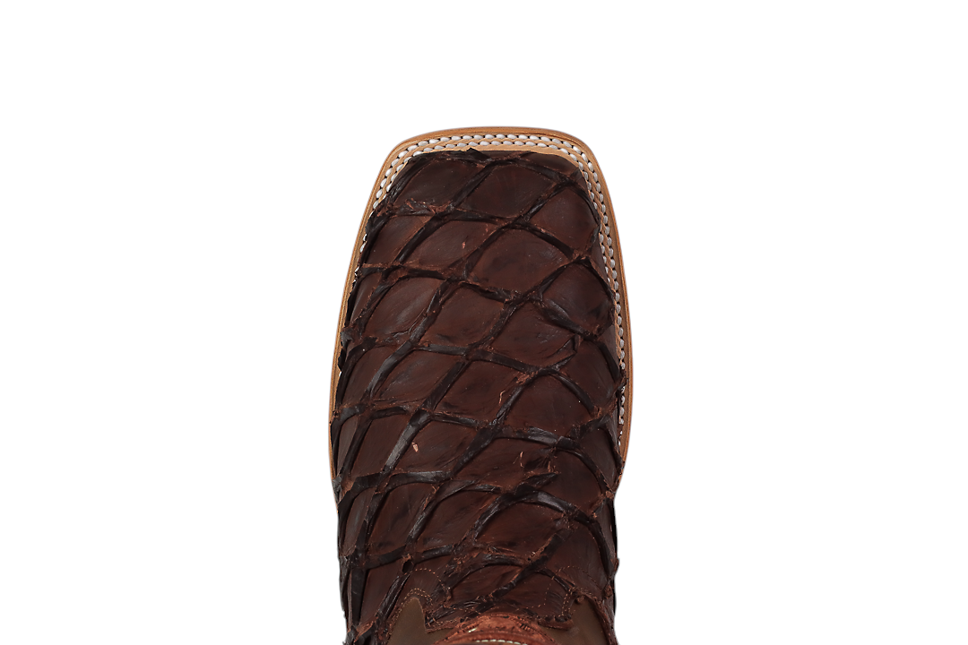 LA HERRADURA LH005 MEN’S BOOTS EXOTIC-RANCHERA FISH MATTE BROWN SQ-TOE EE