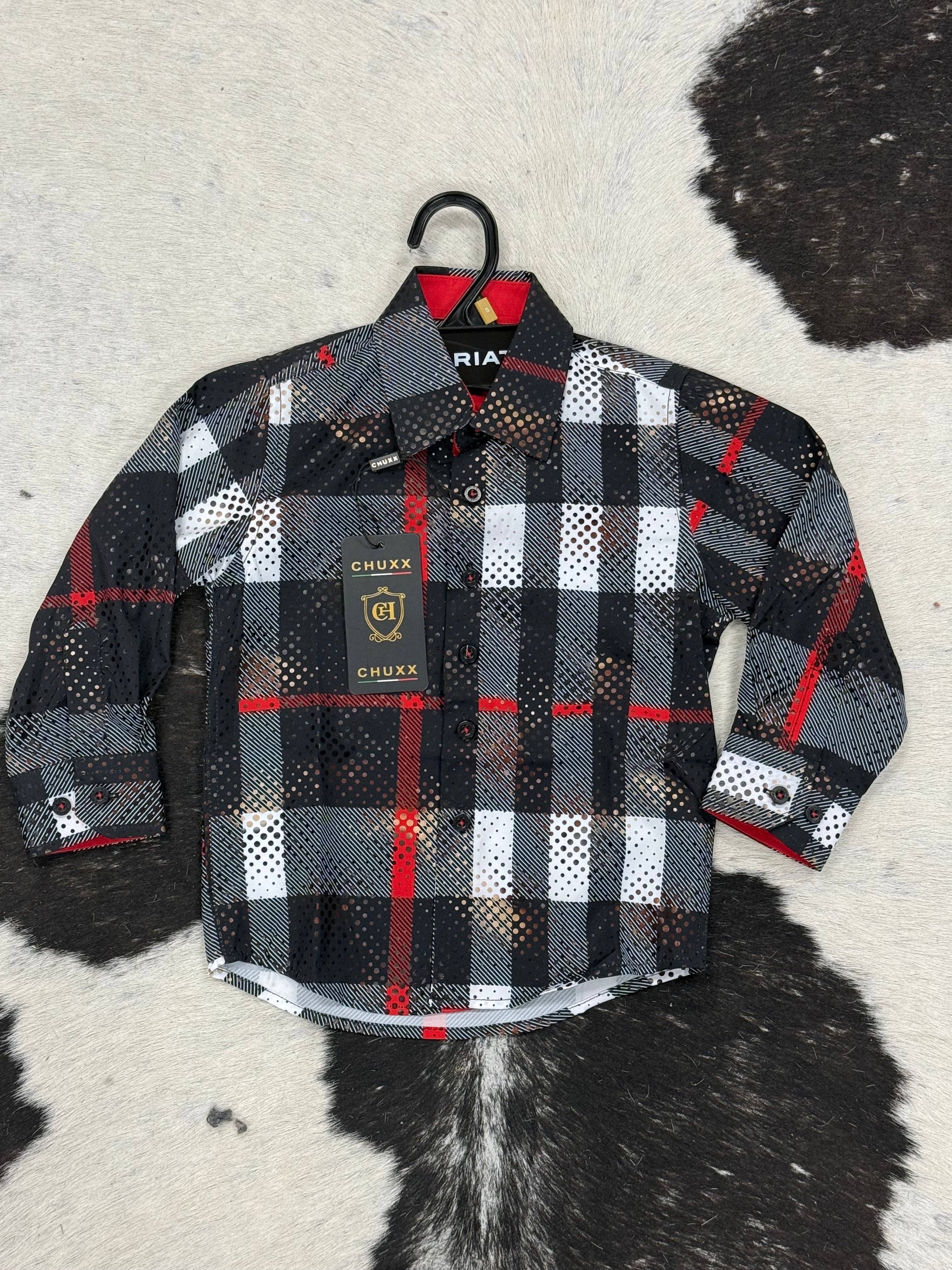 CHUXX ITALY DESIGN KIDS SHIRT BLACK AND RED LCS121