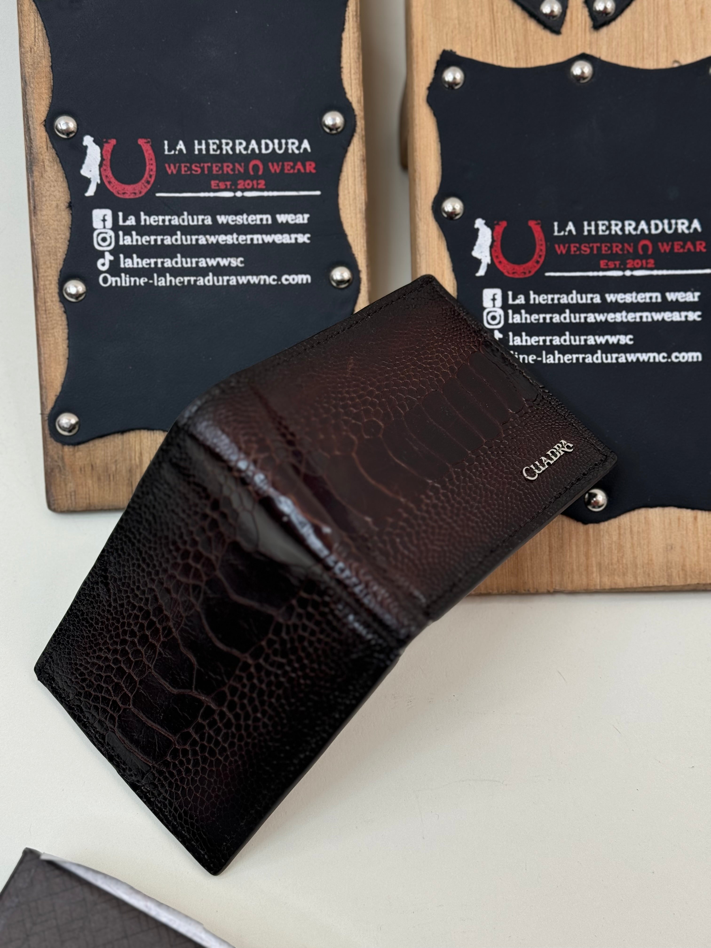 CUADRA EXOTIC OSTRICH LEG BROWN WALLET