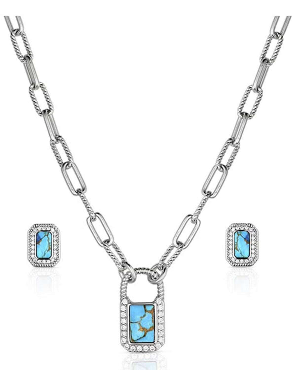 CONJUNTO DE COLLAR TURQUESA GLAM DE MONTANA SILVERSMITH