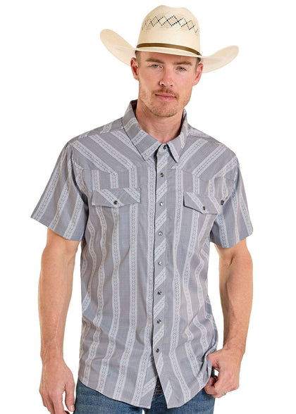 CAMISETA MANGA CORTA ROCK&ROLL RAYAS GRIS OSCURO ESTAMPADA TEK BMN3S08390