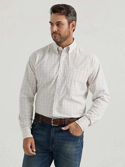 CAMISA WRANGLER CORTE RELAJADO BLANCO/VERDE MANGA LARGA 4868