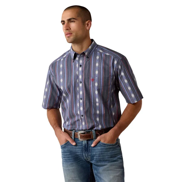 ARIAT MEN BERKE SS SHRT EVENING BLUE SOUTHWEST STRIPE 10073525