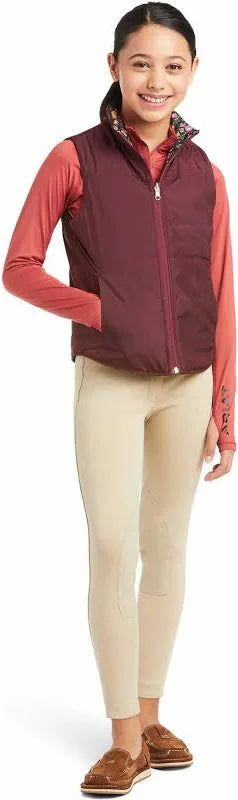 Ariat Youth Emma Insulated Reversible Vest  Navy Floral Horse - 10037631