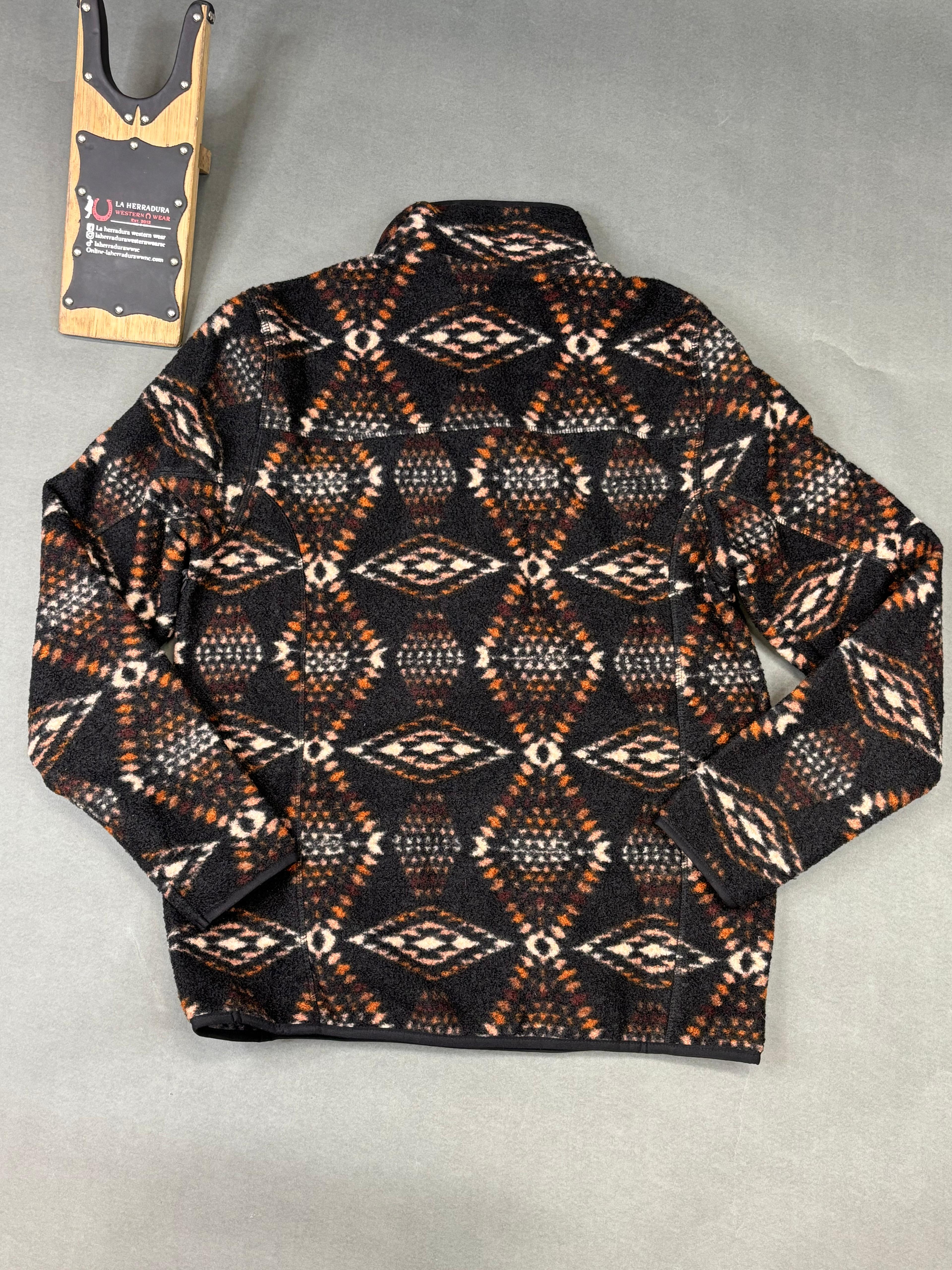 ROCK & ROLL BROWN AZTEC PRINTED BERBER JACKET 1/4 ZIP