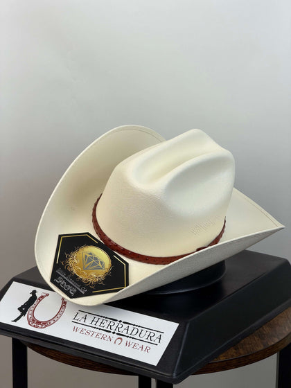 Kids White Diamond Brown Straw Hat Sinaloa Style