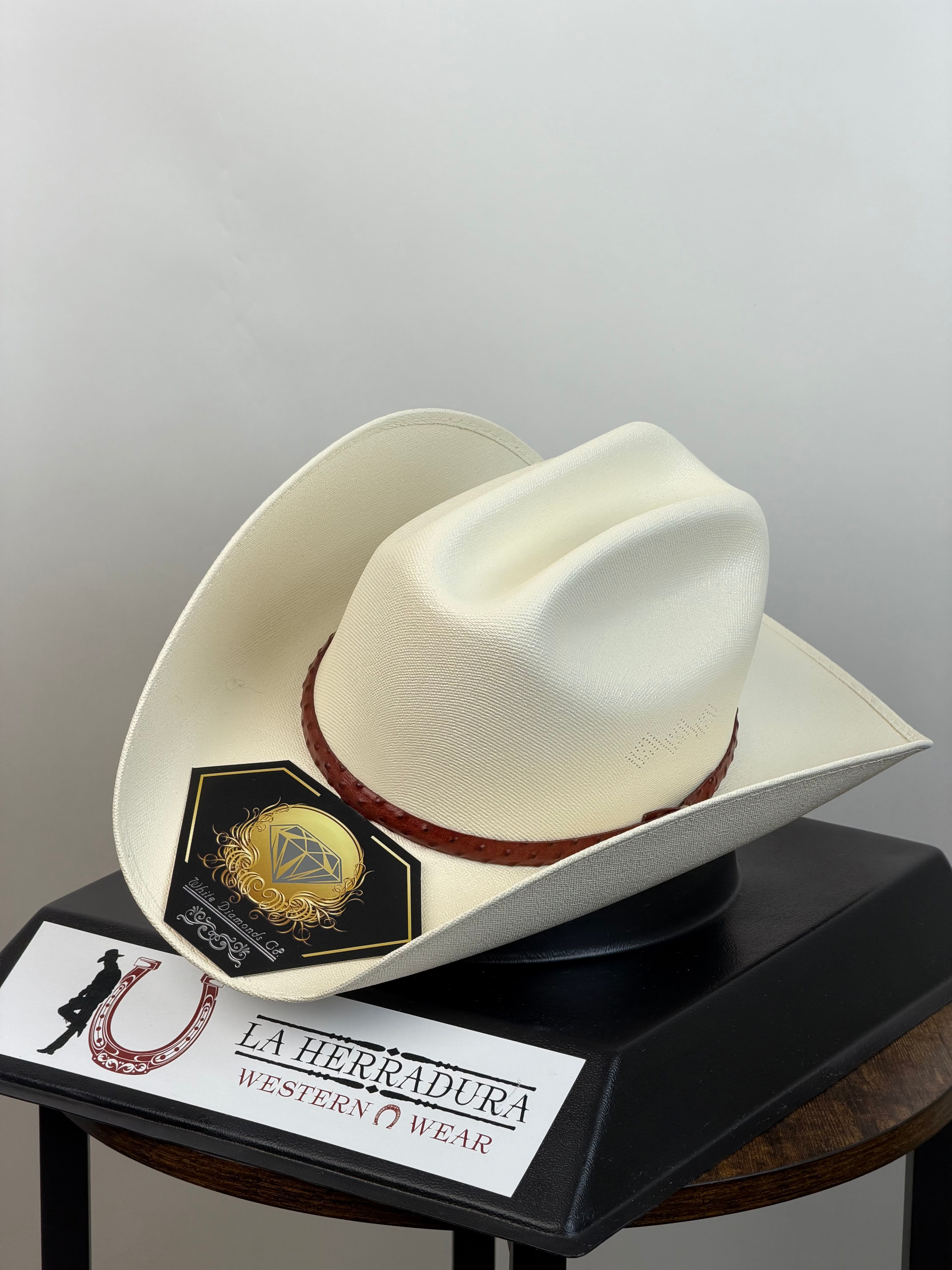 Kids White Diamond Brown Straw Hat Sinaloa Style