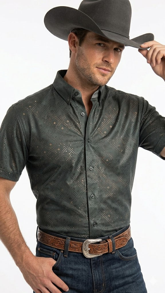 CAMISA M/CORTA LAMASINI  MICROFIBER/SPANDEX  GREEN  LAM4486
