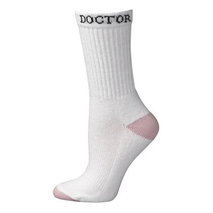 BOOT DOCTOR WOMENS WHITE & PINK SUPER CREW BOOT SOCKS - 0496805-L