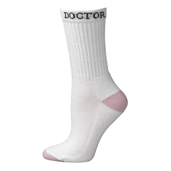 BOOT DOCTOR WOMENS WHITE & PINK SUPER CREW BOOT SOCKS - 0496805-L