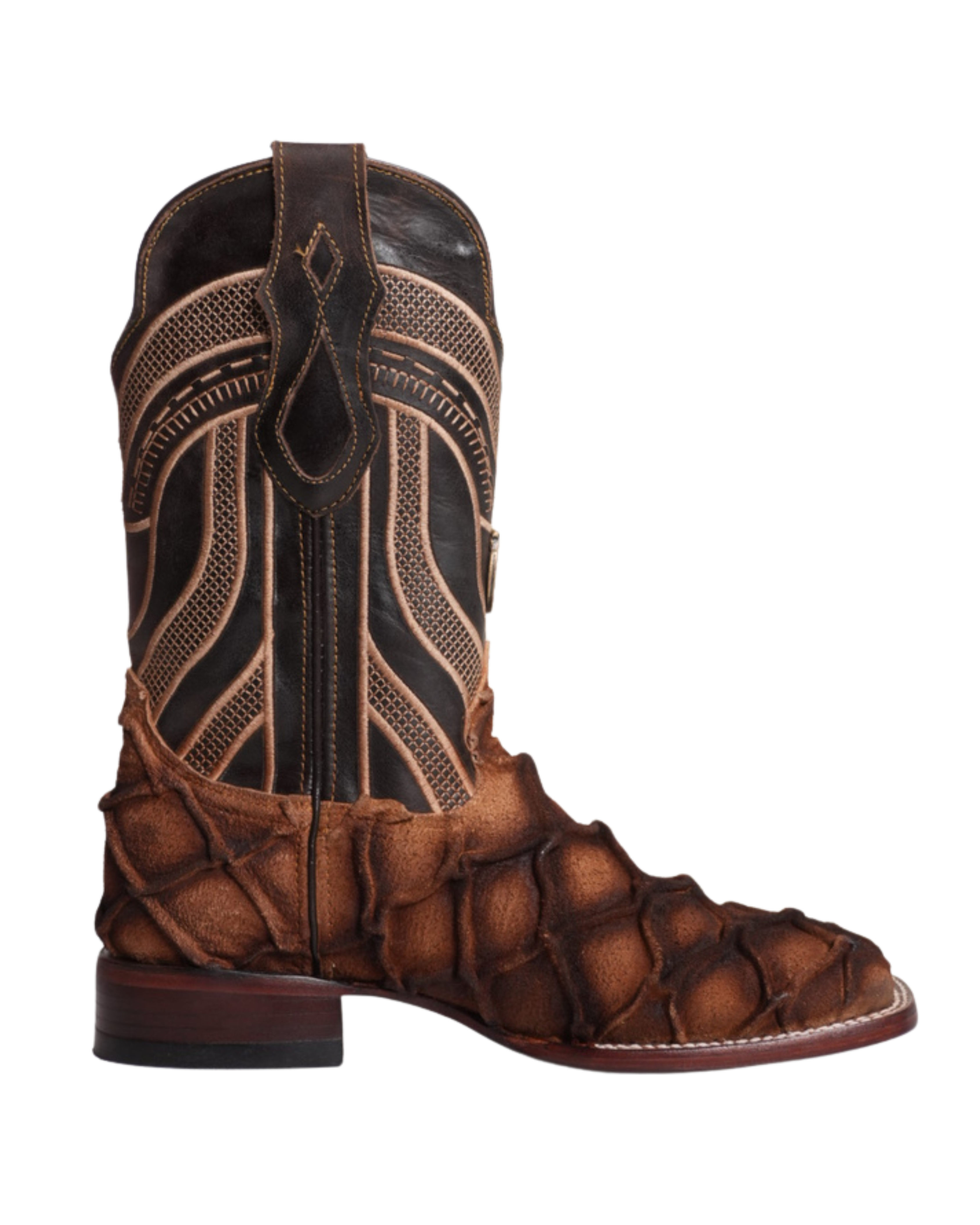 LA HERRADURA MENS PRINT DANIEL PIRARUCU DOBLILLADO GAM TAN SQUARE TOE NEW BOOTS