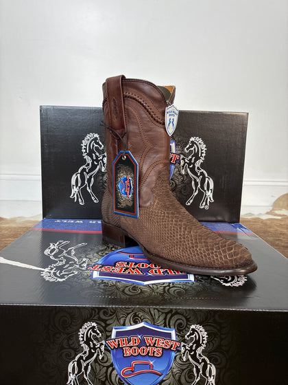 WILD WEST ROPER BOOT PYTHON NOBUCK BROWN 2691ZN5707