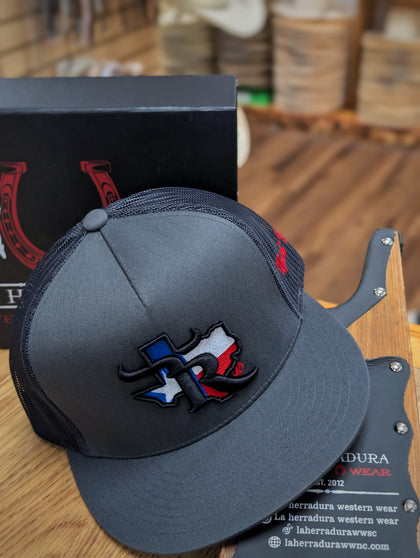 TEXAS RANCH CAP CHARCOAL TEXAS FLAG LOGO