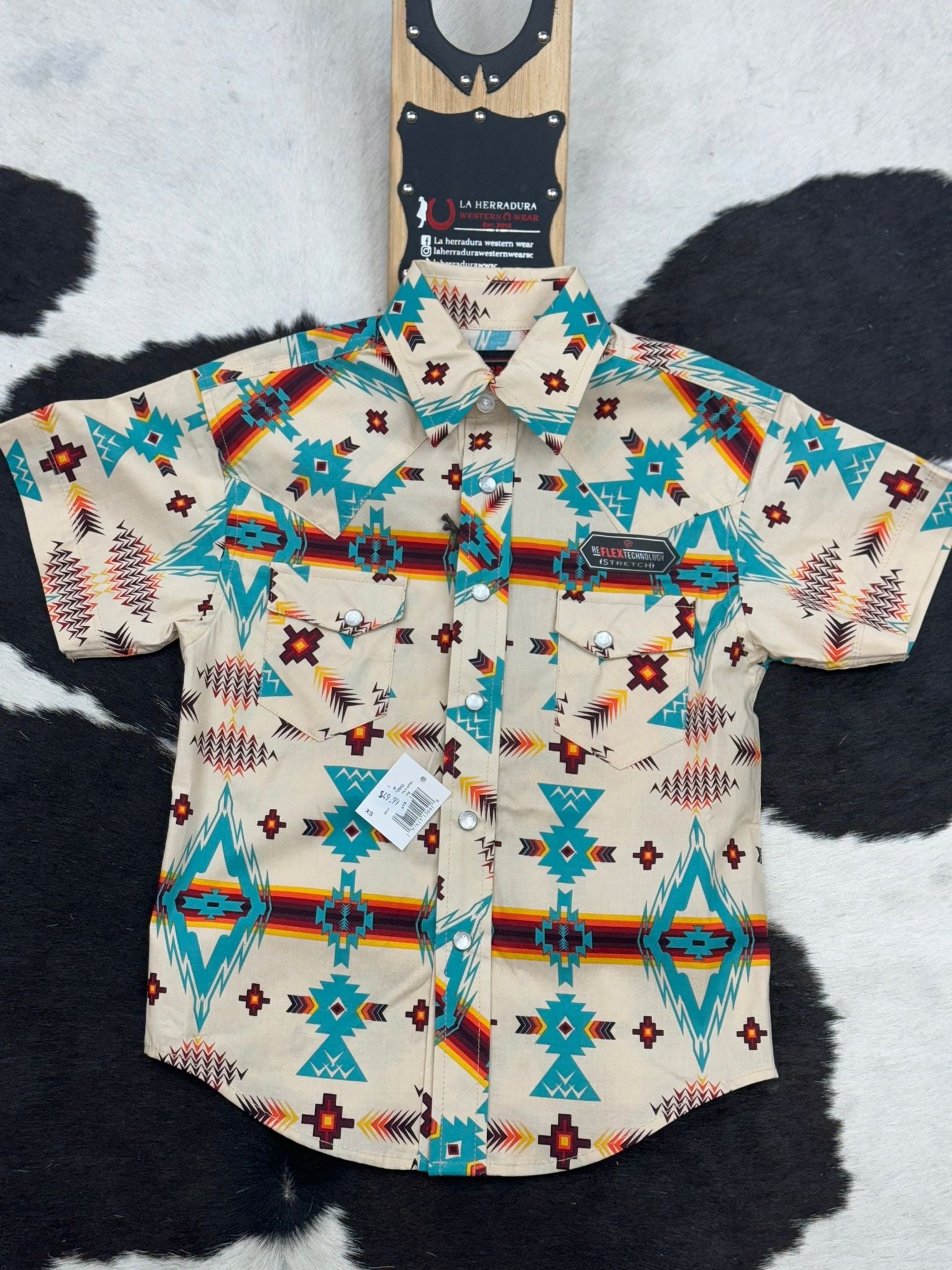 ROCK&ROLL BOYS DALE AZTEC ORANGE SNAP SHORT SLEEVE