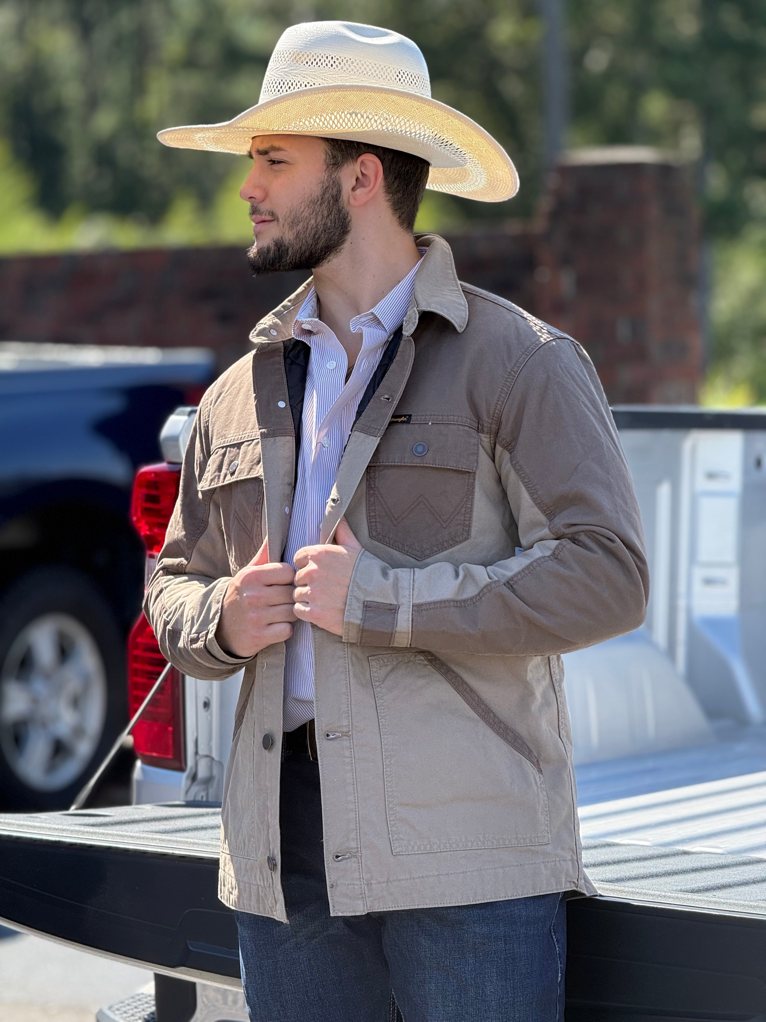 WRANGLER Western Line Cord Collar Zip Tan/Brown Jacket