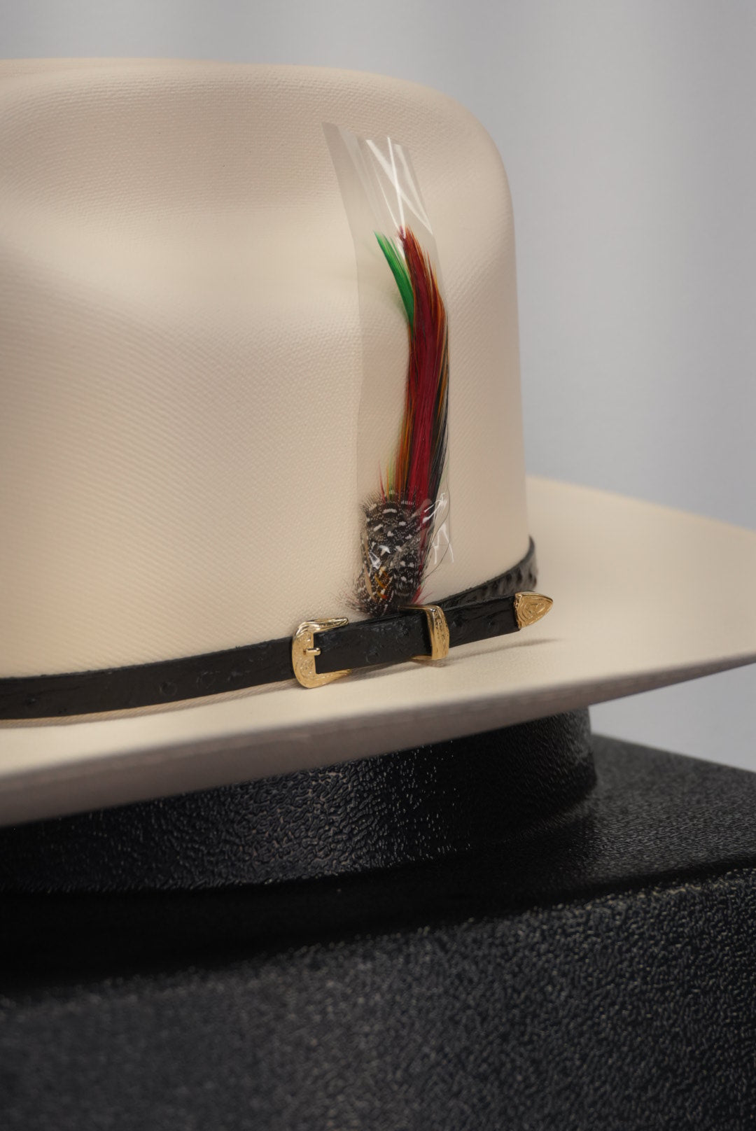 LA HERRADURA 5000X OSTRICH BLACK SMALL CROWN BRIM 3 1/2 SINALOA STYLE